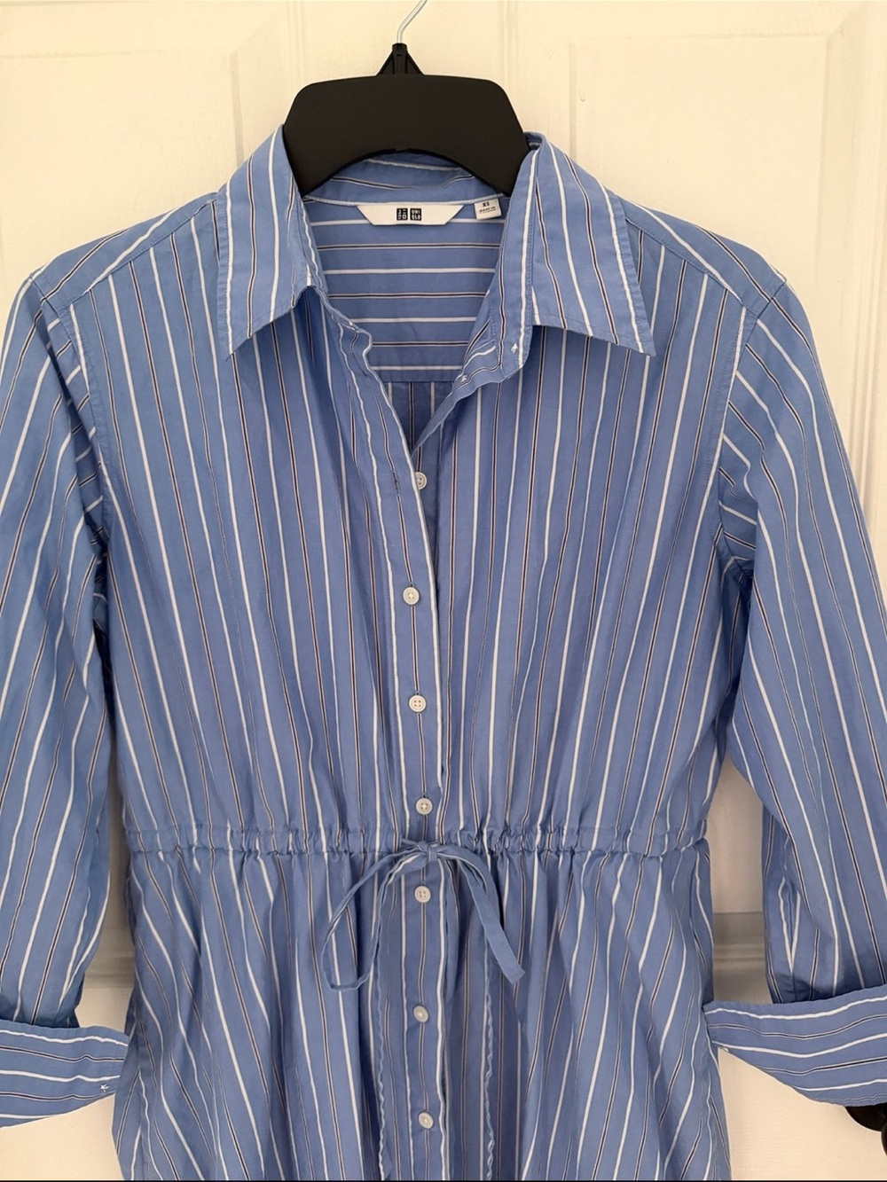 Uniqlo Blue Striped Button-Front Midi Dress - Picture 3 of 6